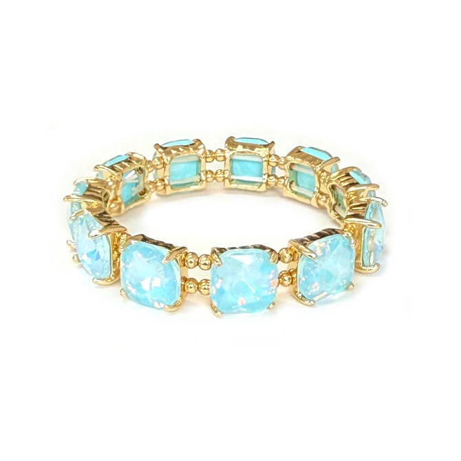 StarryNYC - Vendita all'ingrosso Braccialetto con ciondolo/pendente - Bracciale elasticizzato con cristalli in vetro tagliato a cuscino24