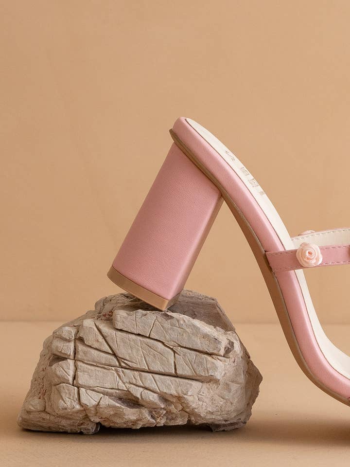 The Nia Pink | Rosette Adorned Heel for wholesale on Faire