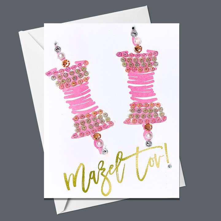 Mazel Tov Bar/Bat Mitzvah - Pink Torah Scroll for wholesale by Russell Jeffery Design by Off By Heart Design