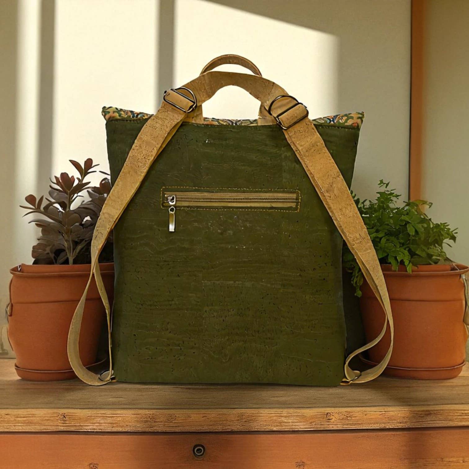 Atelier da Cortiça - Wholesale Backpack - Women's - Hera Cork Backpack, natural base with design35