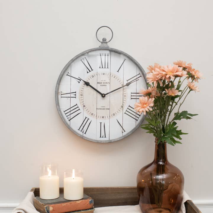 GREY & WHITE PENDANT WALL CLOCK for wholesale by Ragon House
