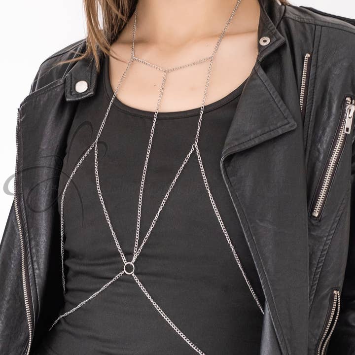 Design by Athena - Vendita all'ingrosso Parure di gioielli - Catena per corpo in acciaio inossidabile, bralette in metallo