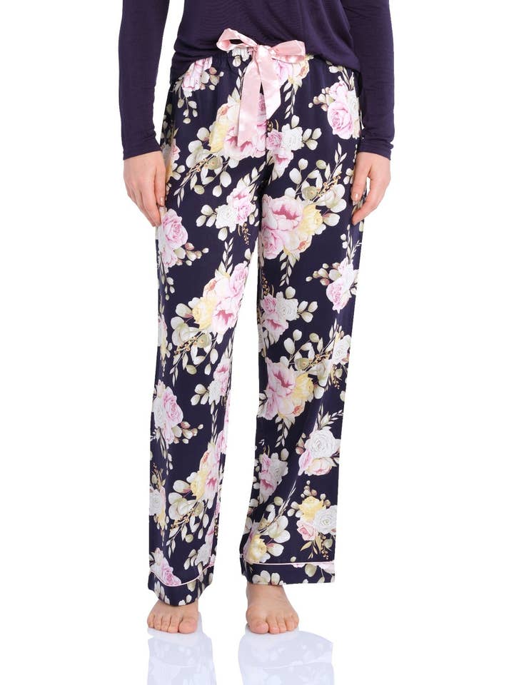 Twilight Floral Cotton Viscose Classic Pyjama Pant for wholesale by Magnolia Lounge
