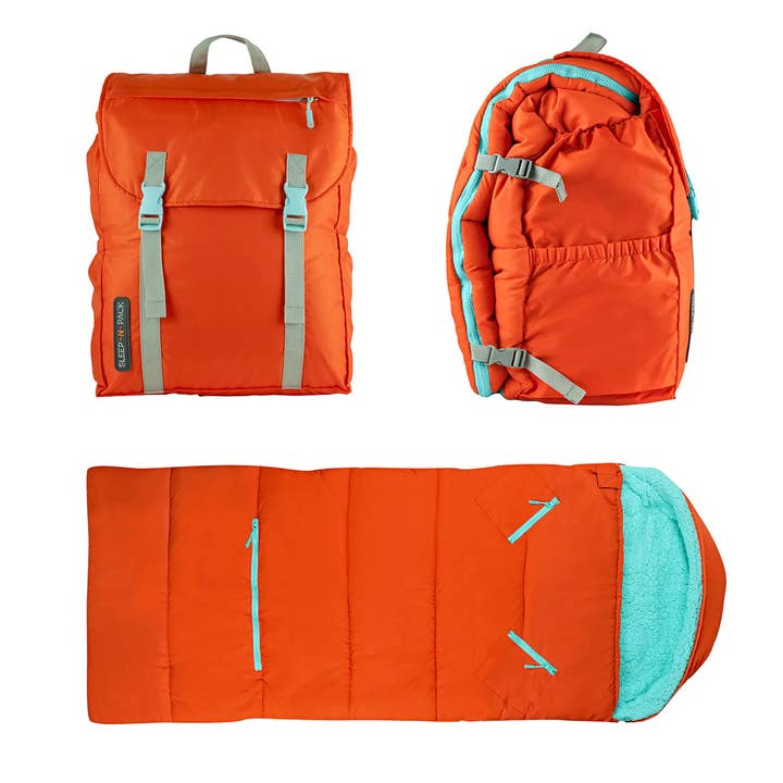 Packable Orange Oasis Turquoise Sherpa Sleeping Bag for wholesale by Mimish