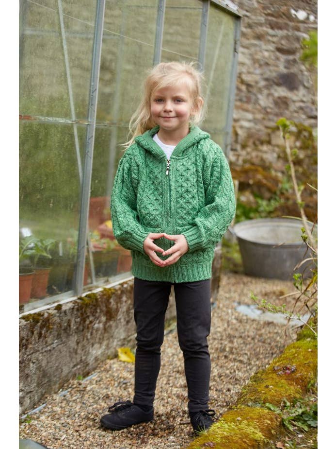 Aran Crafts - Wholesale Cardigan - Kids - Childs Hooded Cardigan HD4039