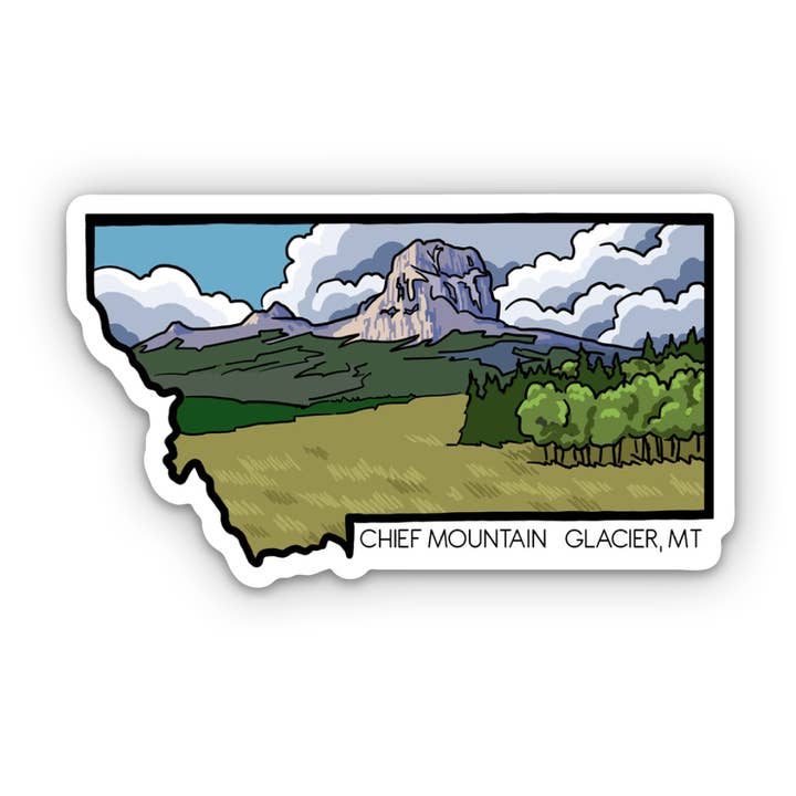 Chief Mountain, Parco dei ghiacciai, adesivo Montana per la vendita all'ingrosso da parte di Corvidae drawings & designs