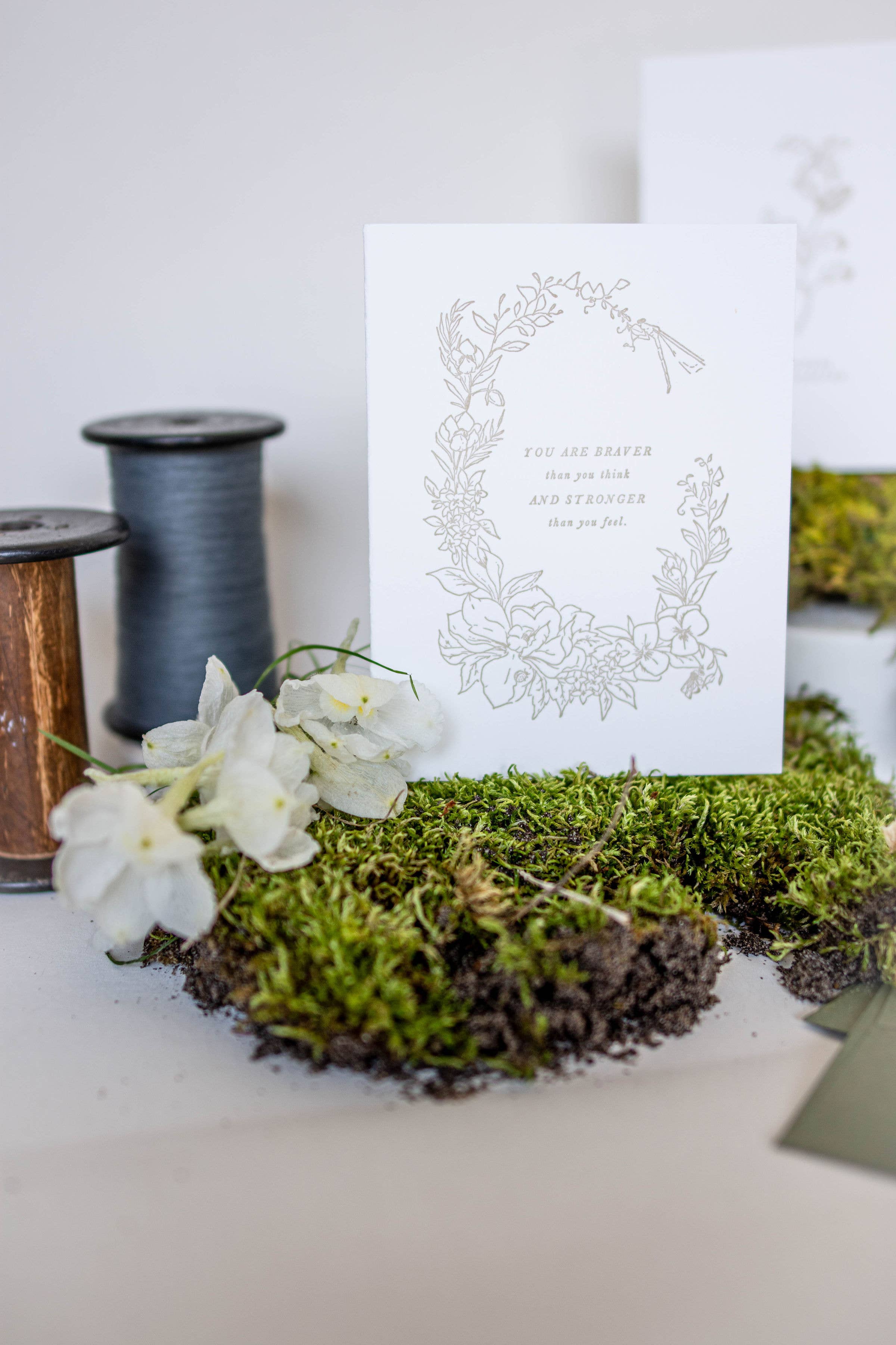 Ciarra Claire - Wholesale Encouragement Card - Braver and Stronger | Botanical Greeting Card2