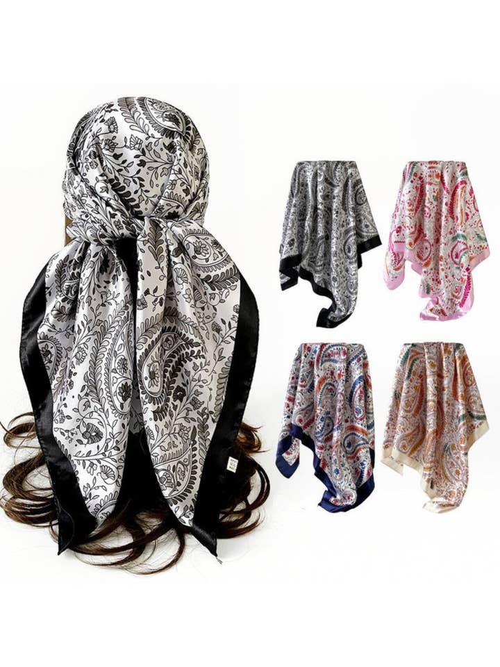 Scarvii - Retro Paisley Pattern Square Scarf for wholesale by Funkyrel® Atzbranding Limited
