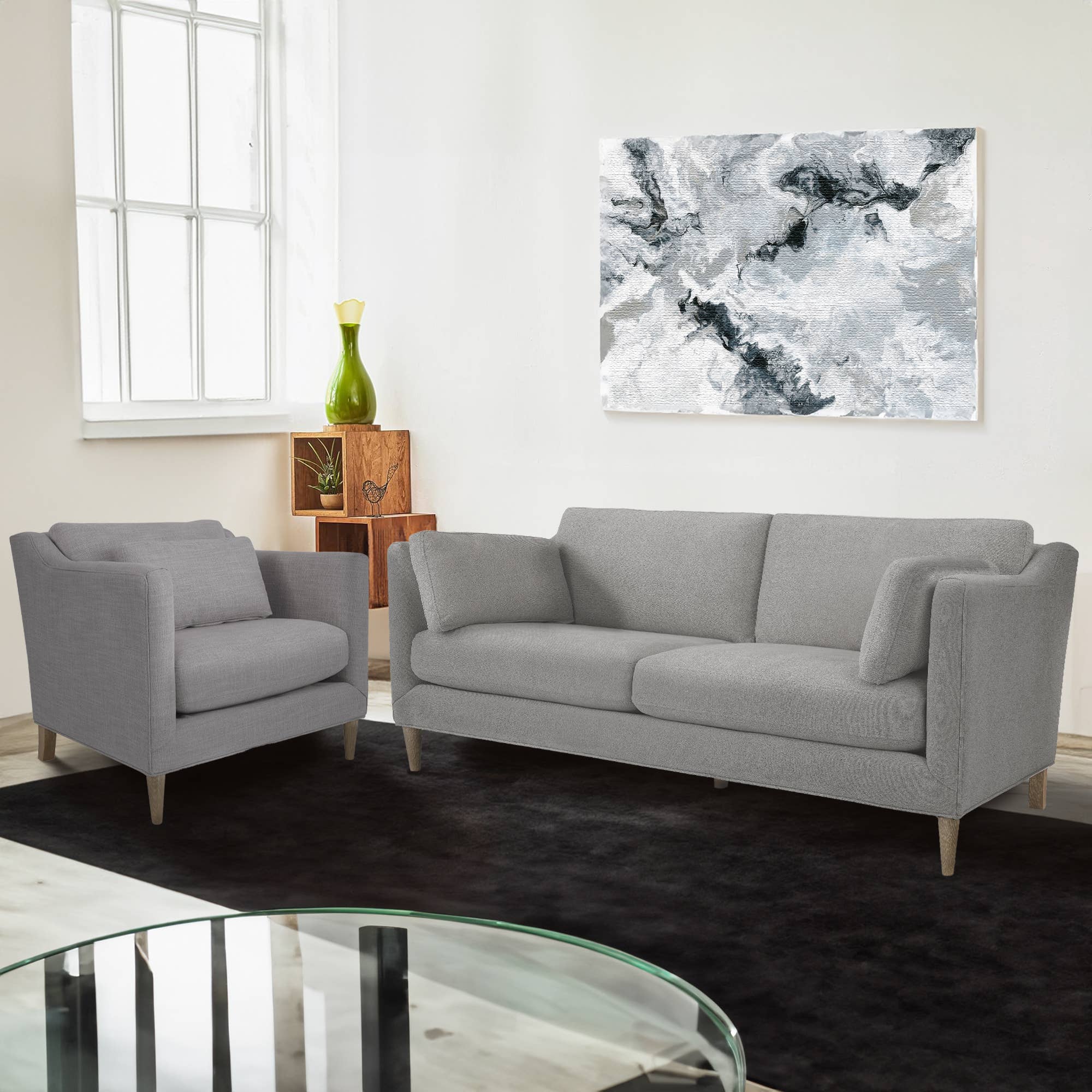 Olliix - Wholesale Sofa - Soft Back Modern Loveseat Sofa for Living Room, Beige*9