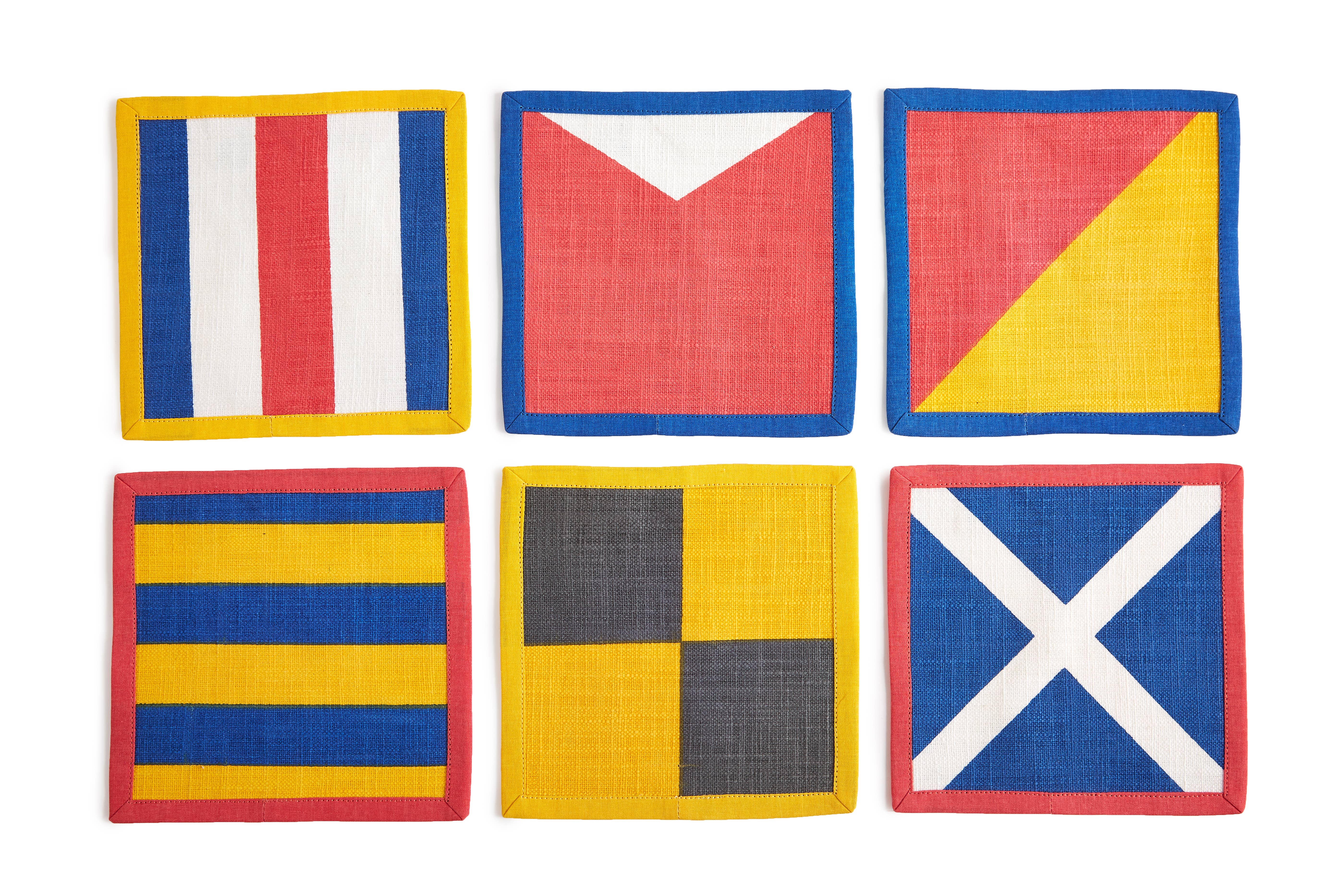 THOMASPAUL - Vente Serviettes de table en tissu - LOT DE 6 SERVIETTES DE TABLE À COCKTAIL MARITIME1