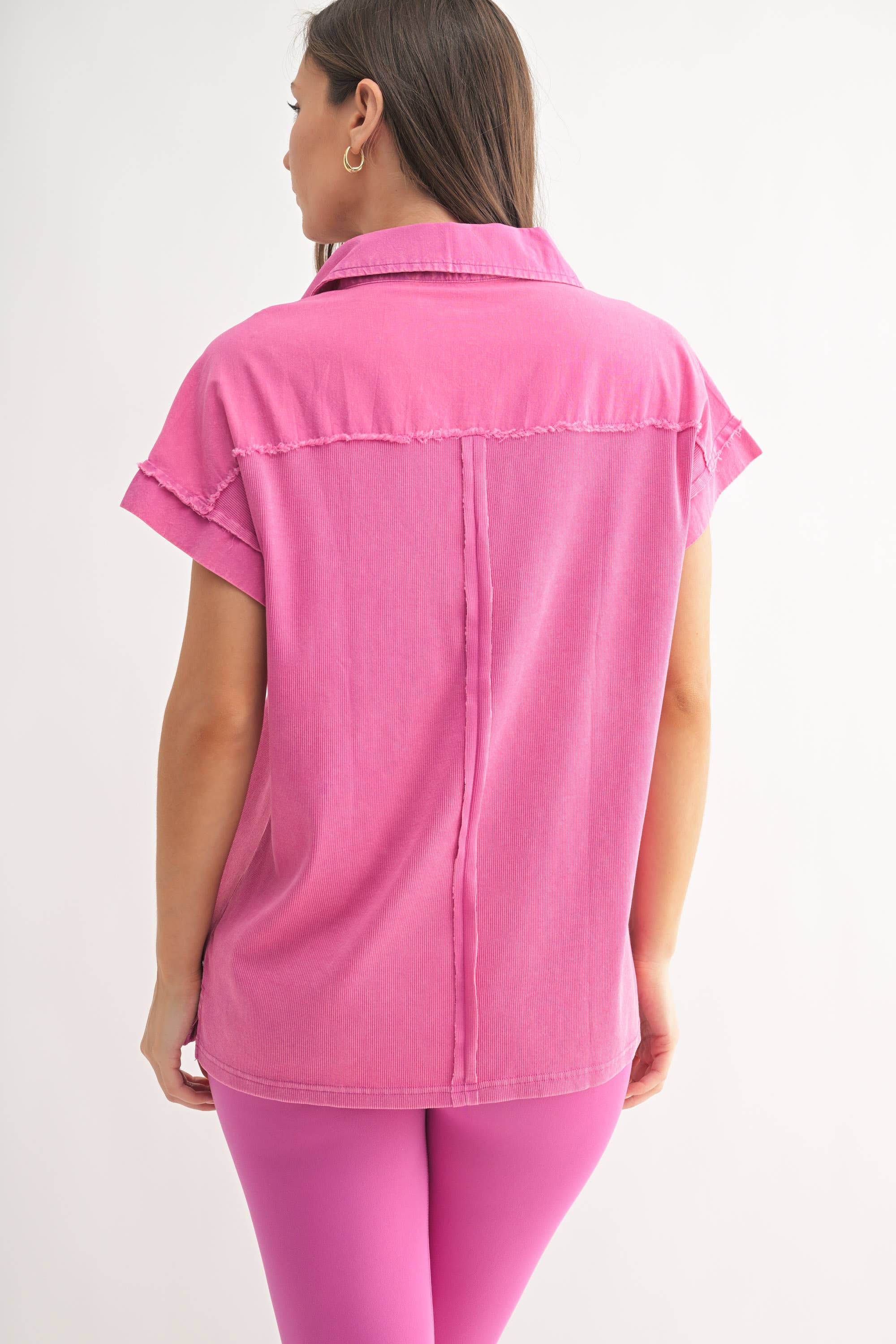 Mono B - Wholesale T-Shirt - Women's - Mineral Wash Half Button Tee2