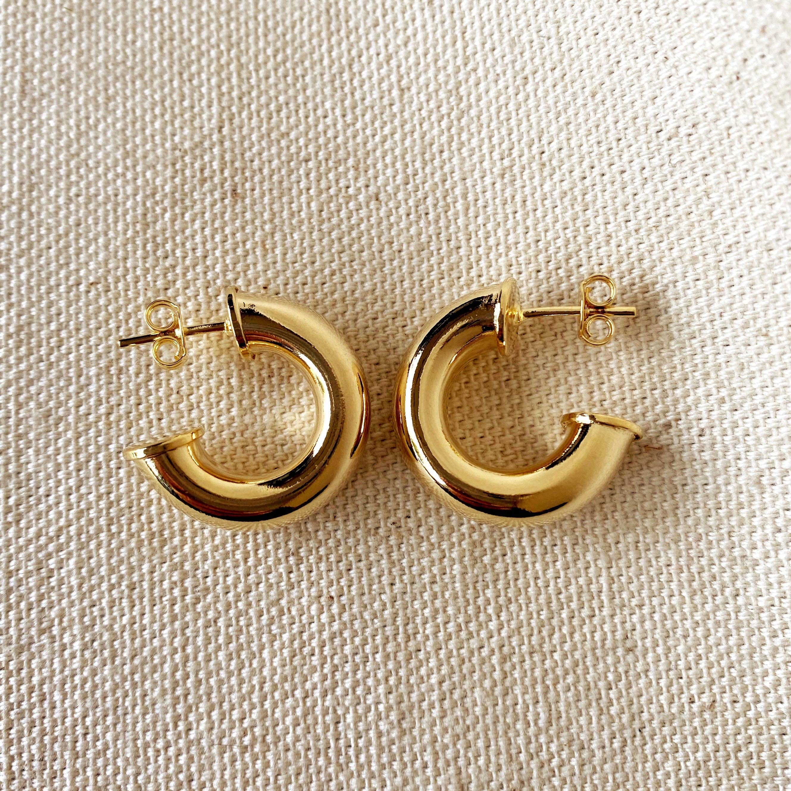 GoldFi - Wholesale Hoop Earrings - 18k Gold Filled Chubby Half-Hoop Earrings