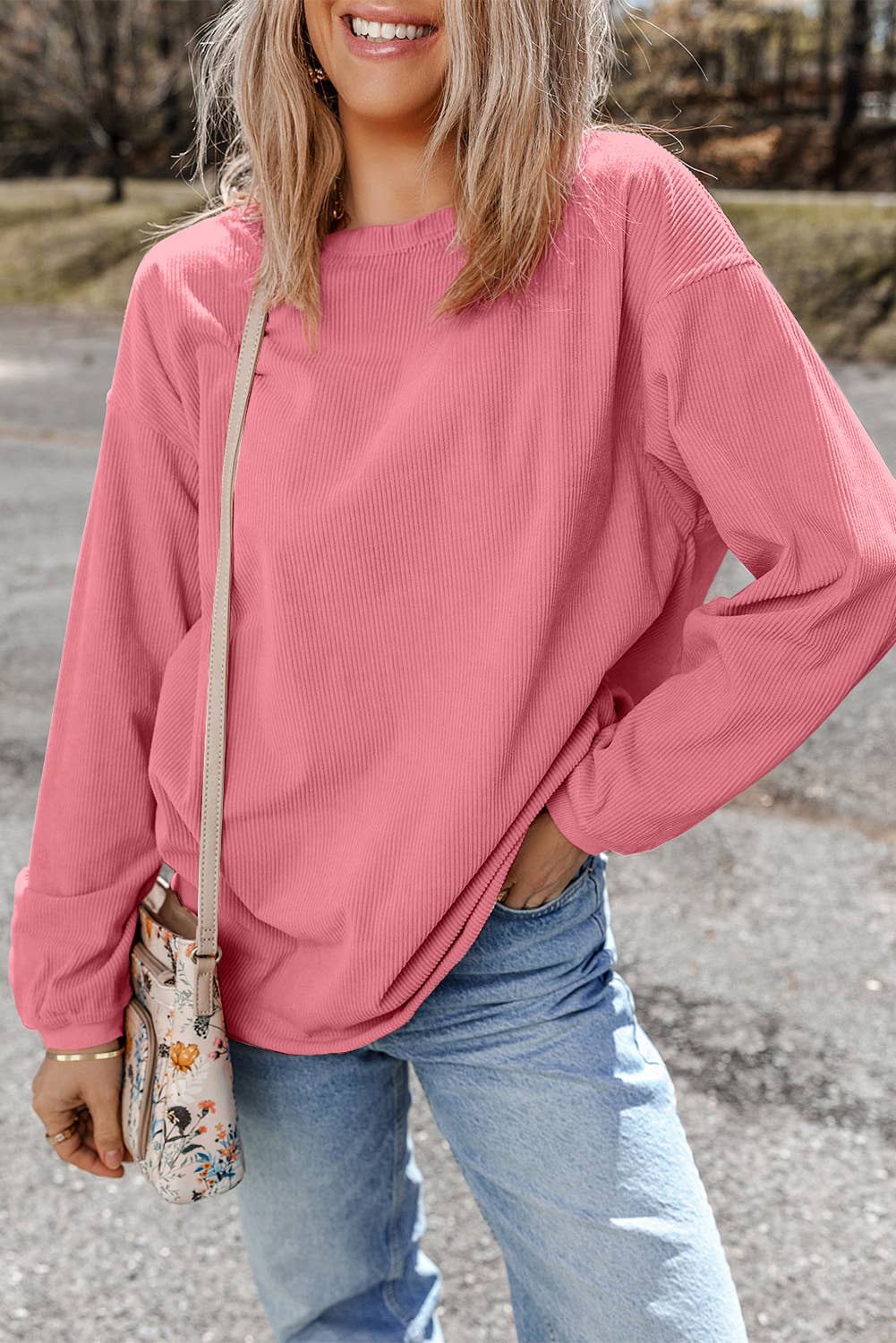 Aapparella - Vente Sweat-shirt – femme - Chandail à col rond en velours côtelé uni pour femmes | S-2XL37