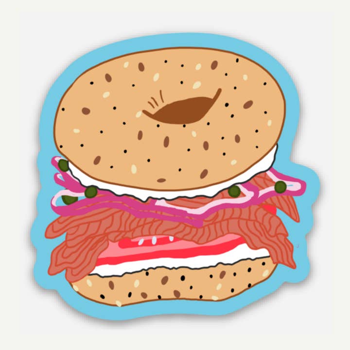 Bagel and Lox Sticker for wholesale by Nice Jewish Girl Doodles