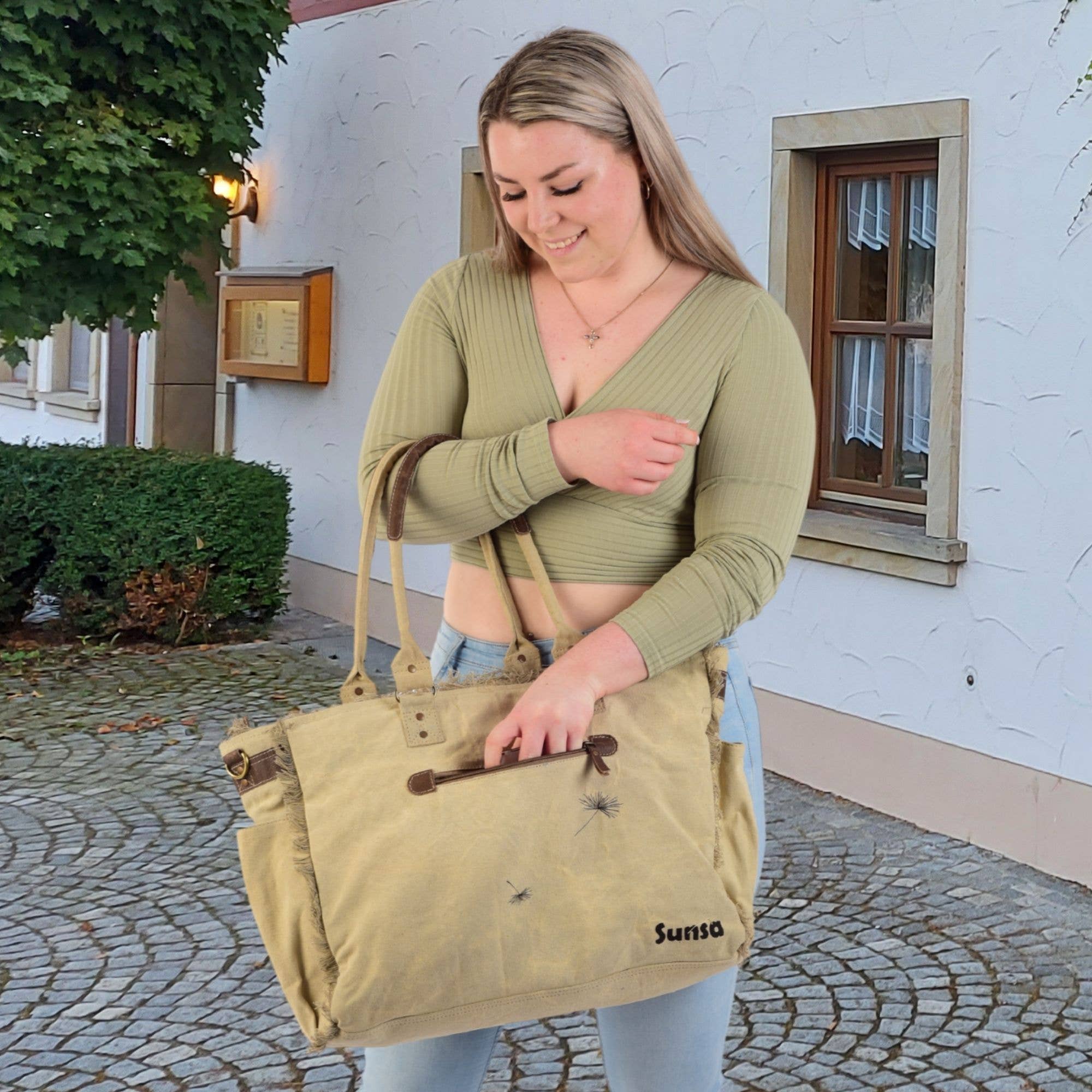 Sunsa – Großhandel Schultertasche – Damen – Sunsa Damen Handtasche. XXL Große Schultertasche aus Canvas5
