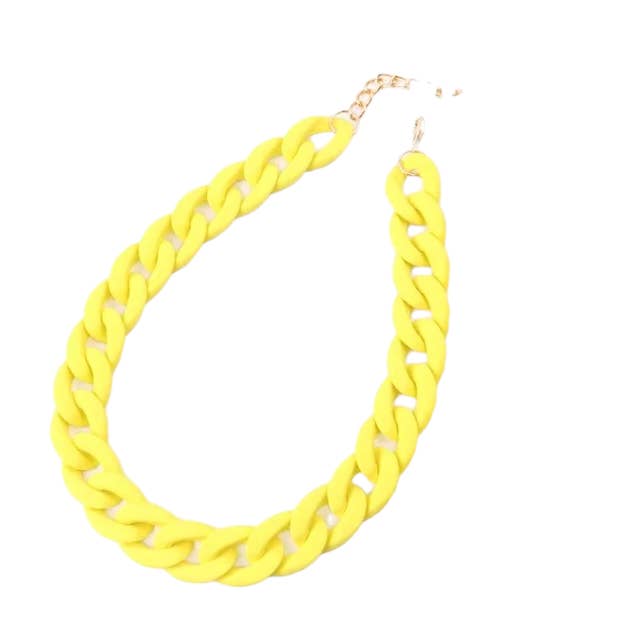 Collier à grosse chaîne jaune vif uni pour la vente par One of a Kind Club
