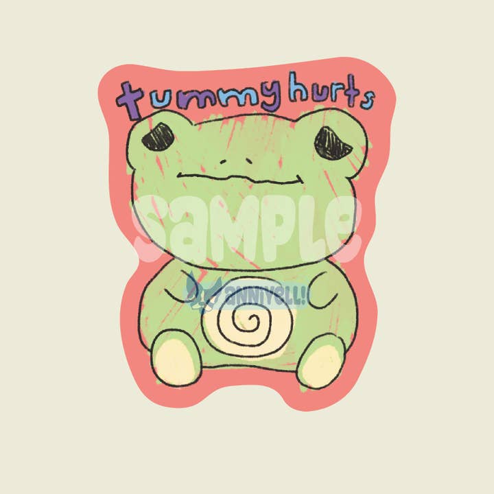 anniyell – wholesale Klistermärke – magen gör ont Die-Cut Sticker1