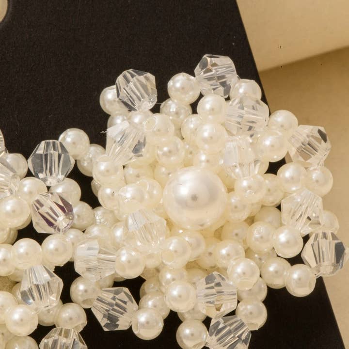 GOLD Pearl And Faceted Beads Cluster Earrings for wholesale on Faire2