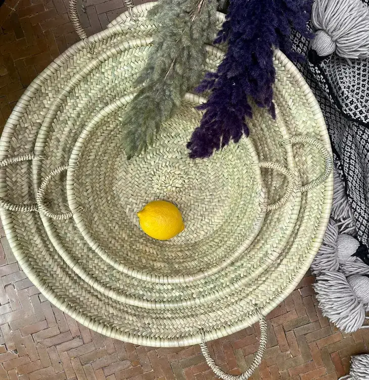 Melecraft – wholesale Decorative tray – Palm Leaf Trays - Moroccan Handmade Wicker Basket0