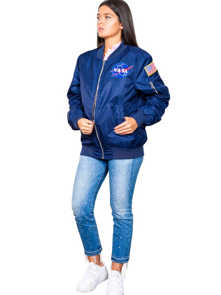 Blue Adult NASA Flight Jacket for wholesale on Faire2