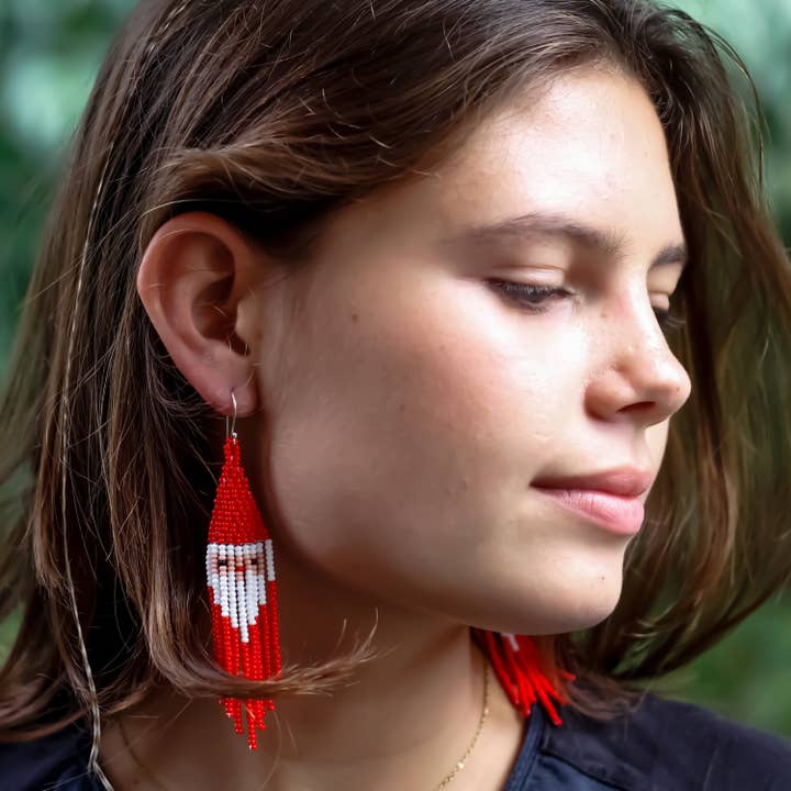 WHOLESALE Petite Santa Fringe Earrings - 925 Silver Hooks for wholesale by Handmade by Friendship Bridge®