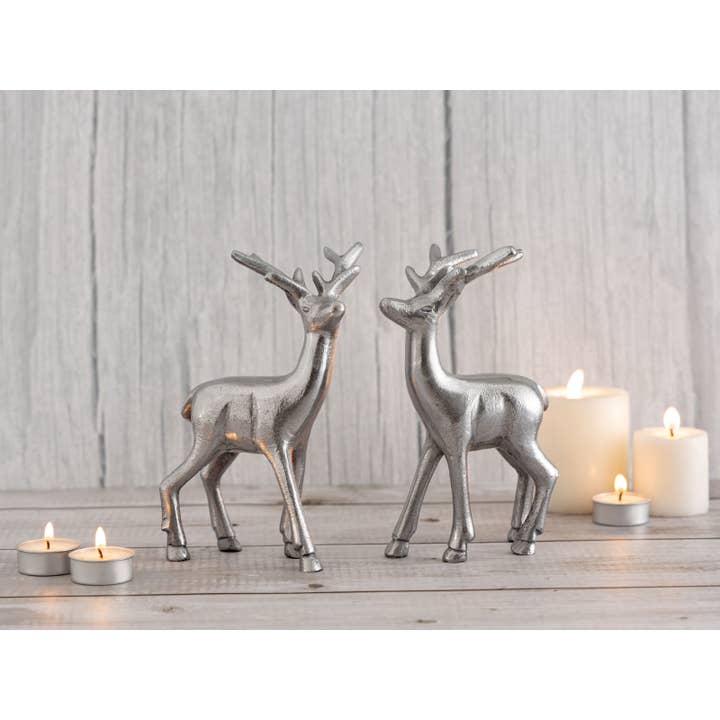 Voglrieder – Decoração de Natal por atacado – Conjunto de figuras decorativas de 2 cervos decoração de mesa figura animal metal16