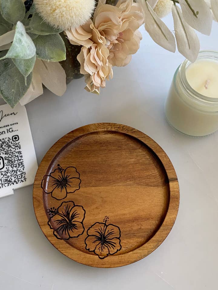 Mushroom Village Coaster Trays Laser Engraved Set of 10 for wholesale by Black Butterfly Home Decor