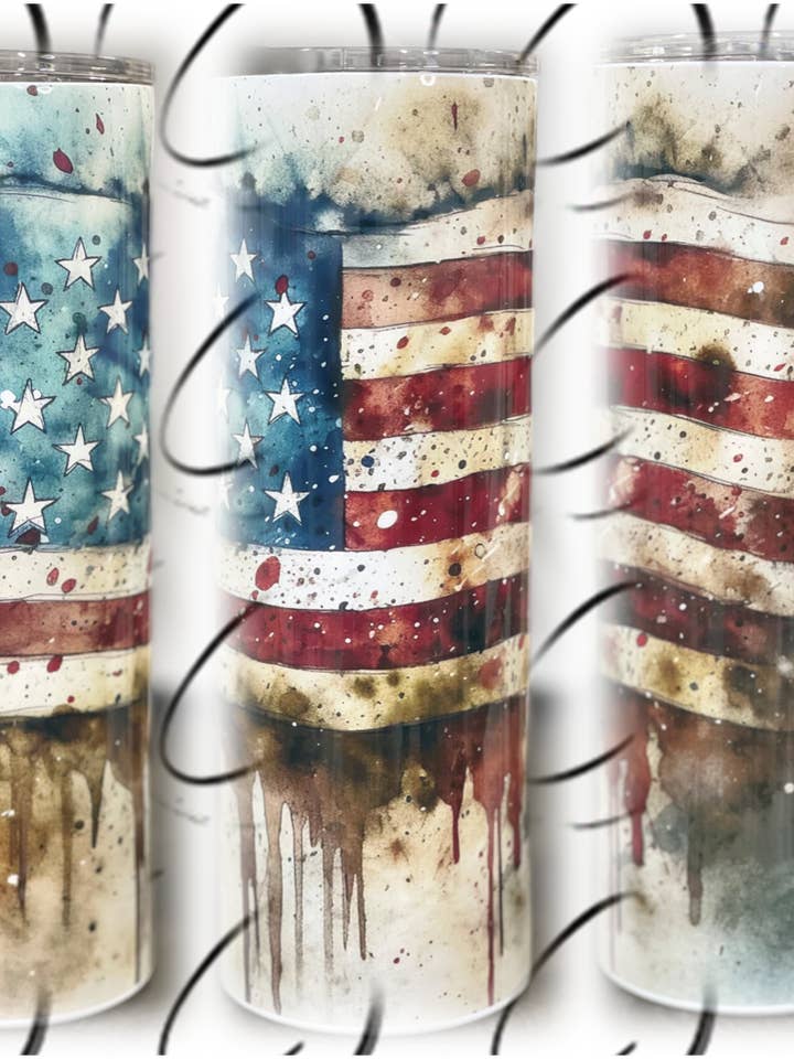 Gobelet Skinny de 20 oz avec drapeau américain rustique pour la vente par CMD Wholesale