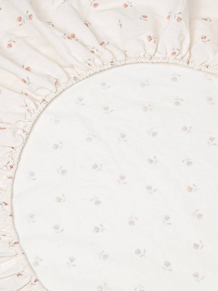 Pearl Posy Bud Linen Blend Fitted Sheet for wholesale by Piglet in Bed USA