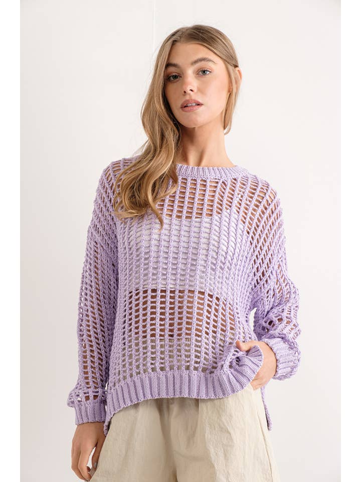 Aaron & Amber - Wholesale Knit Sweater - Women's - MAS2456 FISHNET SWEATER