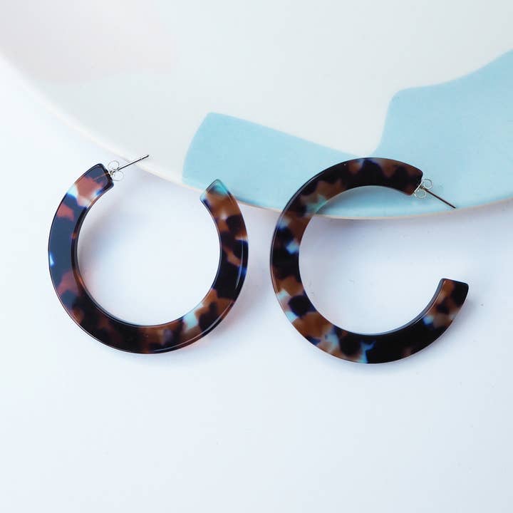 Koraal Statement Grote Acetaat Hars Hoepeloorbellen voor wholesale door Custom Made