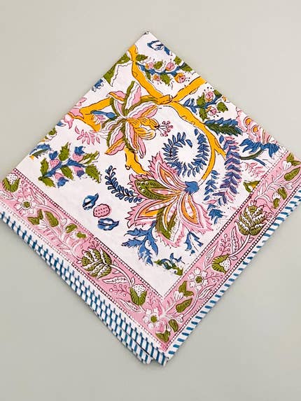 Spring pastel block print napkin for wholesale by Don Lino