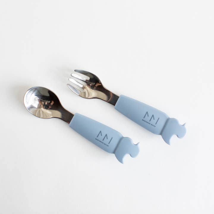 Montessori Mates Pty Ltd - Wholesale Flatware Set - Kids & Baby - Soft Grip Toddler Cutlery Set - Spoon + Fork + Knife