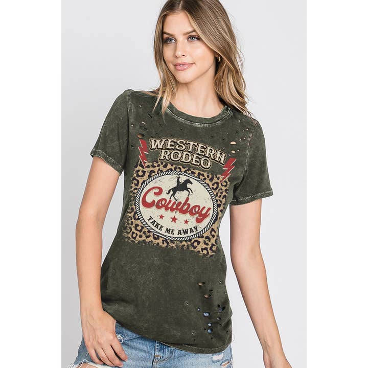 WESTERN RODEO COWBOY MINERAL GRAPHIC T-SHIRT für den Großhandel von HRTandLUV