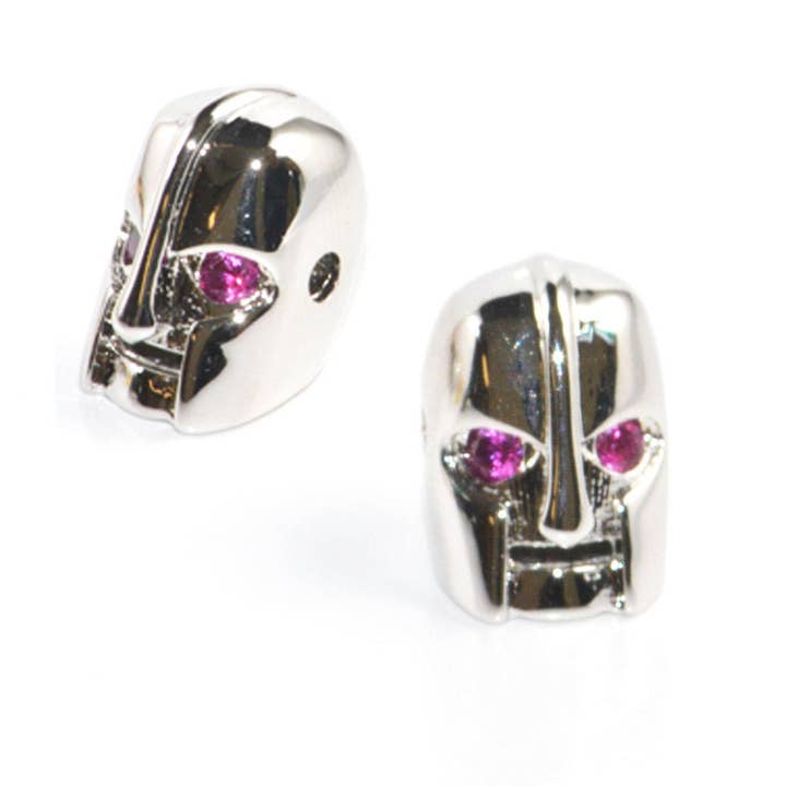 Aim Eternal - Wholesale Individual Charm/Pendant - On Sale! CLEARANCE! Cubic Zirconia Warrior Mask Robot Jewelry Cooper Charm Beads Connector Crystal Rhinestone Pave Czech Bracelet Design Plated Material | B-3434
