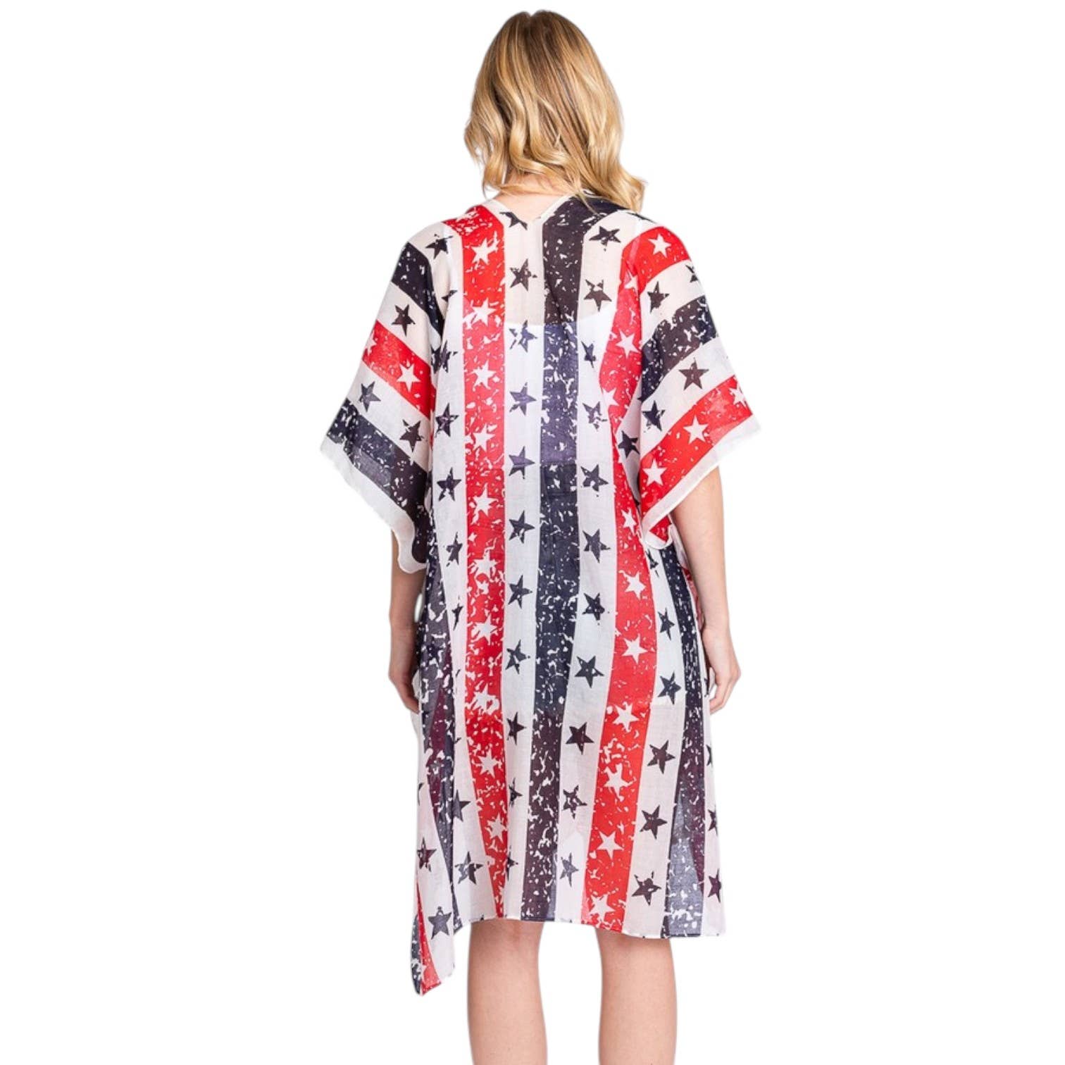 LA Jewelry Plaza - Wholesale Kimono - Women's - Distressed American Flag Mix Printed Light Weight Kimono3
