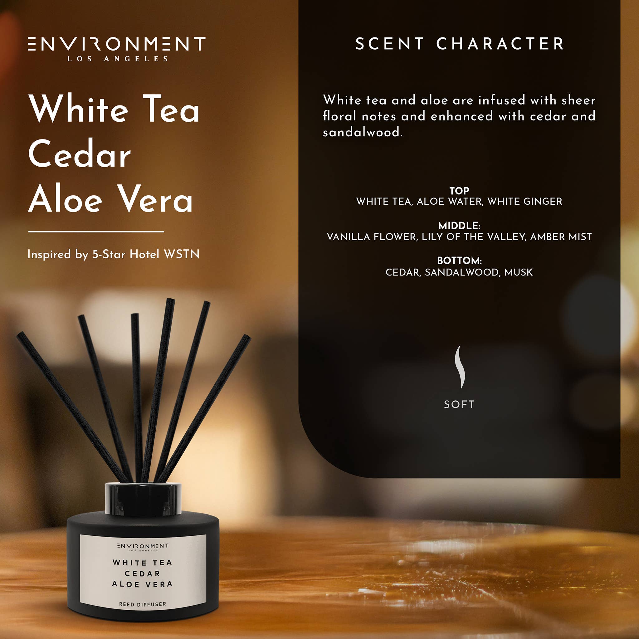 ENVIRONMENT - Wholesale Reed Diffuser - Inspired by Westin Hotel® Diffuser White Tea | Cedar | Aloe4