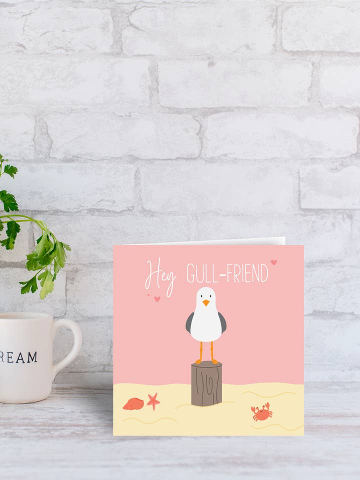 Hey Gull-friend | Cartão de Dia dos Namorados por atacado de KDee Designs