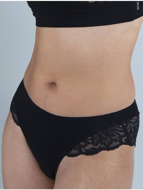 Mina Storm - Wholesale Underwear - Women's - Grace Recycled Lace Panty - Black-Ebony