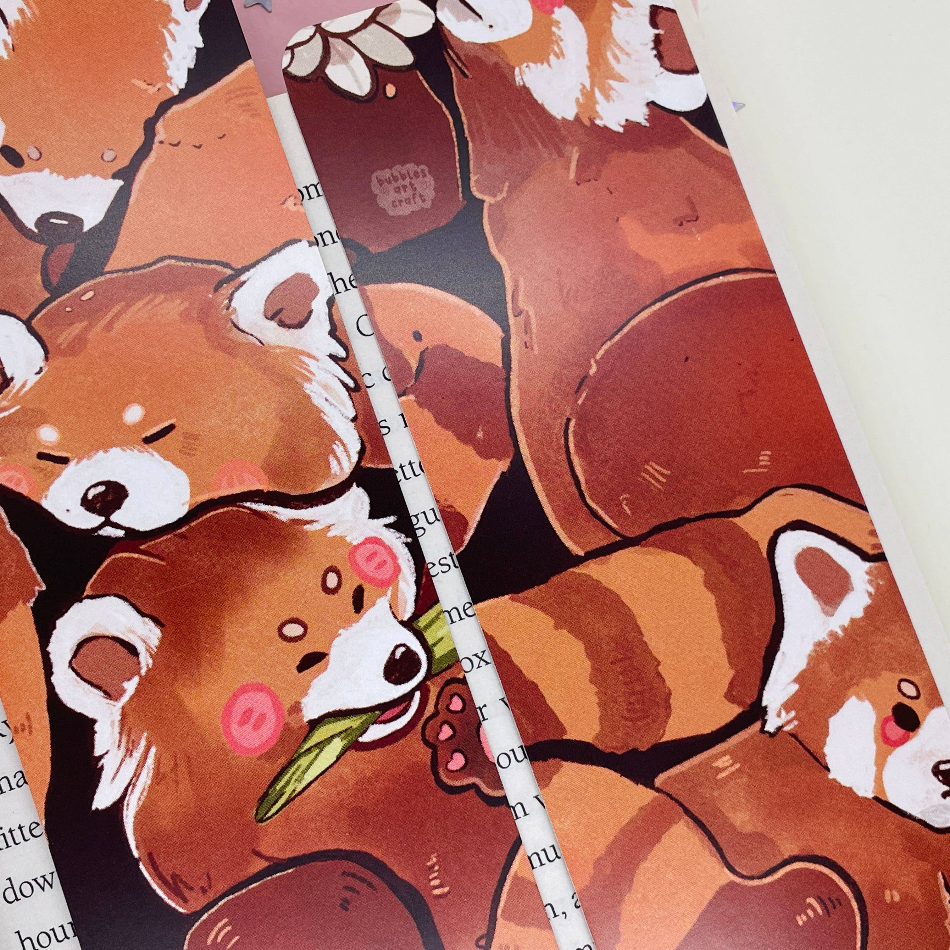 BubblesArtCraft - Venta al por mayor Marcapáginas - Marcador con forma de pila de panda rojo, diseño de doble cara, bonito6