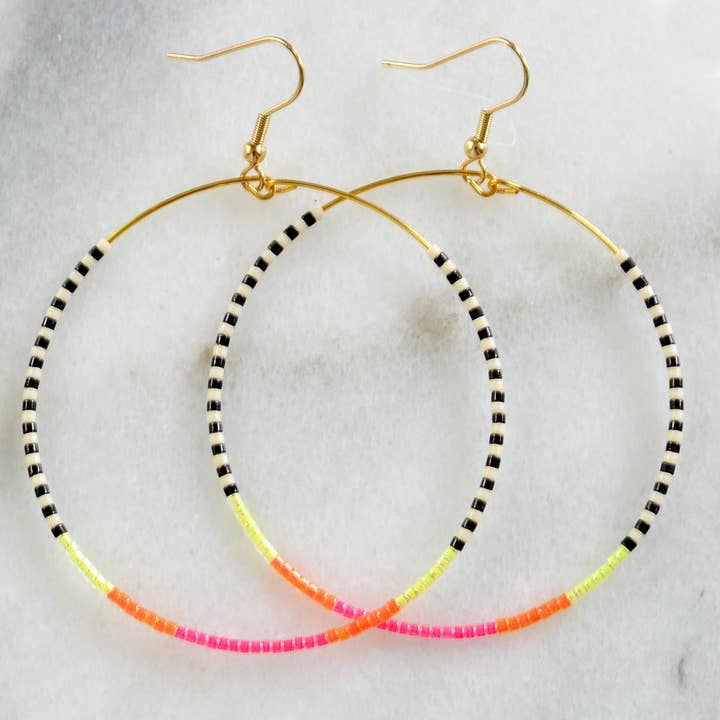 Libby & Smee - Wholesale Dangle Earrings - Large Gold Beaded Dangle Hoop Earrings19