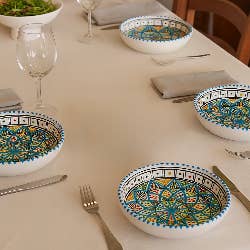 Etnico del Mondo - Wholesale Dinner Plate - Tunisian Hand-Painted Ceramic Deep Plate #134