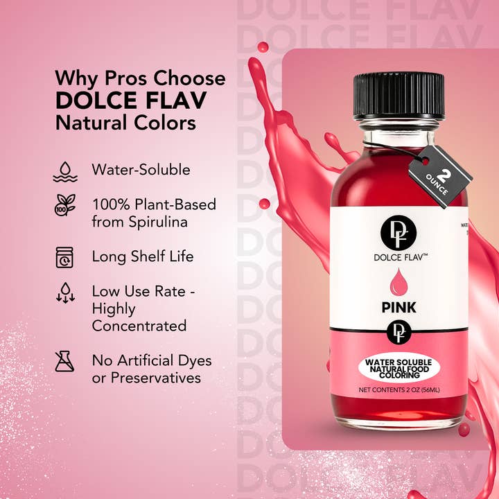 Dolce Flav - Wholesale Cocktail mix/syrup - Natural Pink Food Color - Water Soluble6