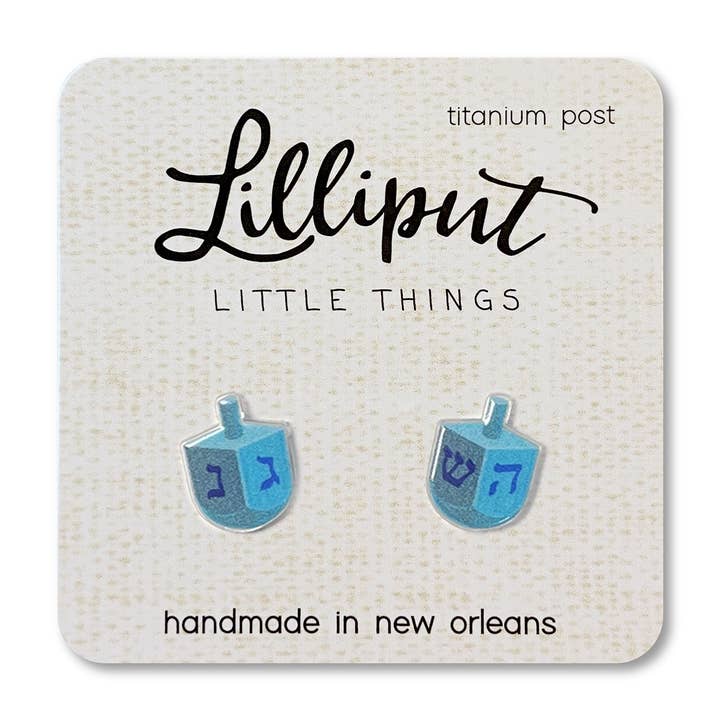 Lilliput Little Things - Wholesale Stud/Post Earrings - Dreidel Earrings // Hanukkah Earrings