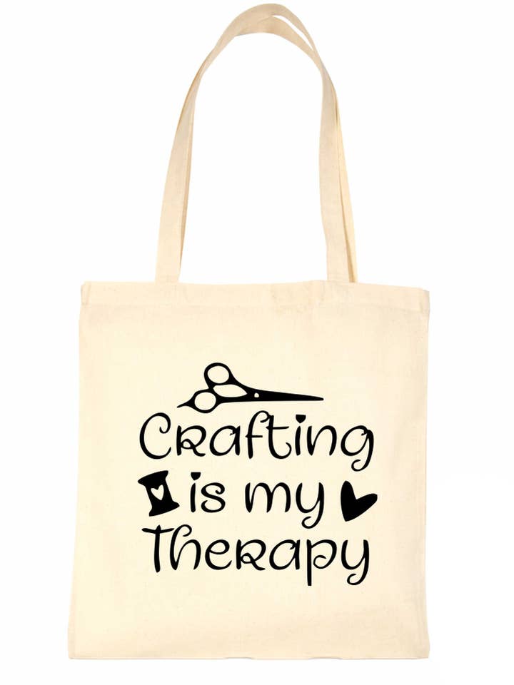 Crafting Is My Therapy Kintting Sewing Funny Reusable Shopping Tote Bag for wholesale by Print4U