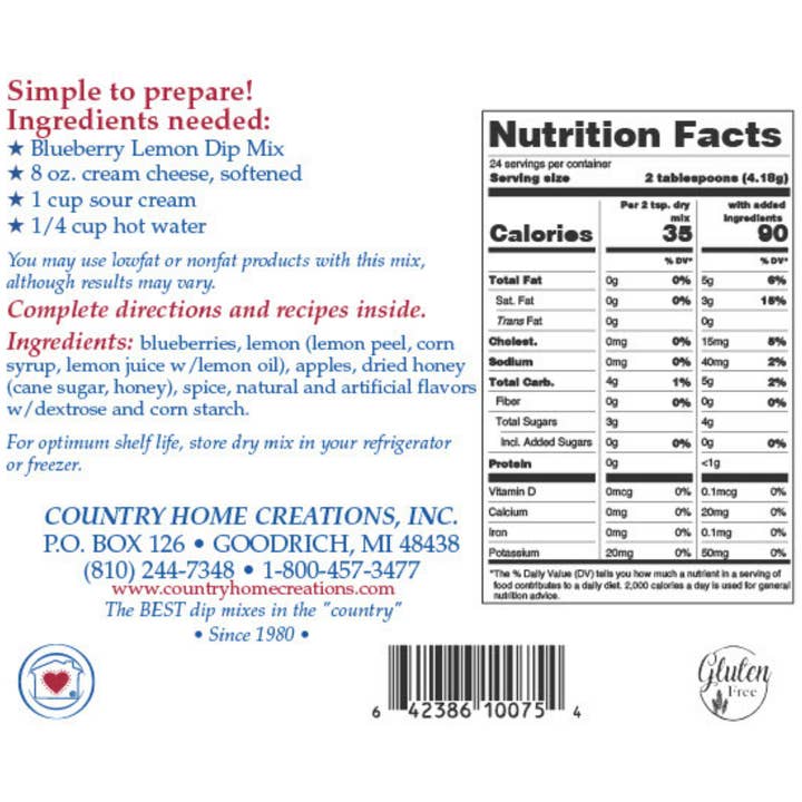 Country Home Creations - Wholesale Dip - Blueberry Lemon Dip Mix- New & Improved Recipe2