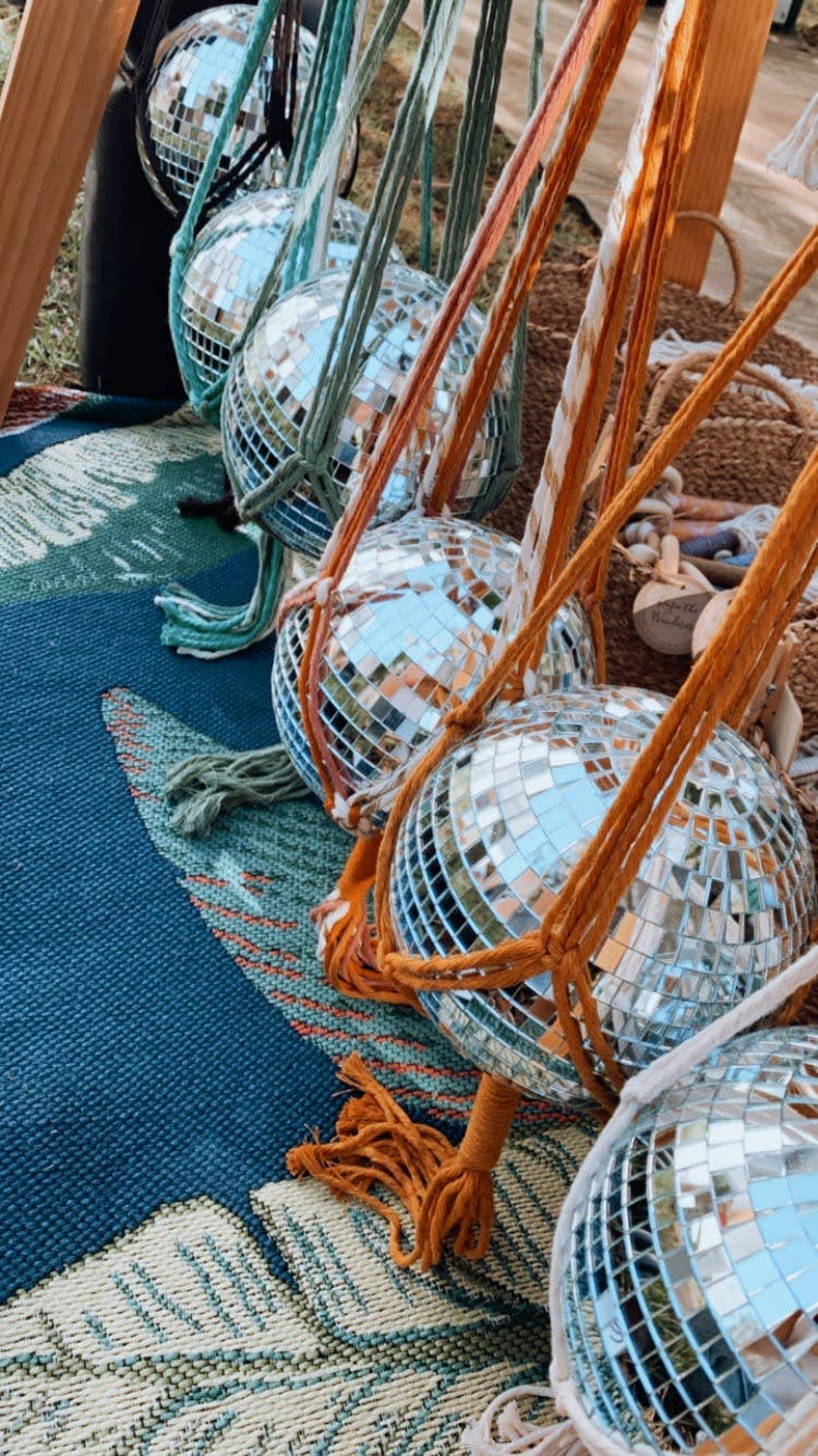 Rosie the Wanderer, Handmade Macramé - Wholesale Mobile - Macrame Disco Ball Hanger - choice of color10