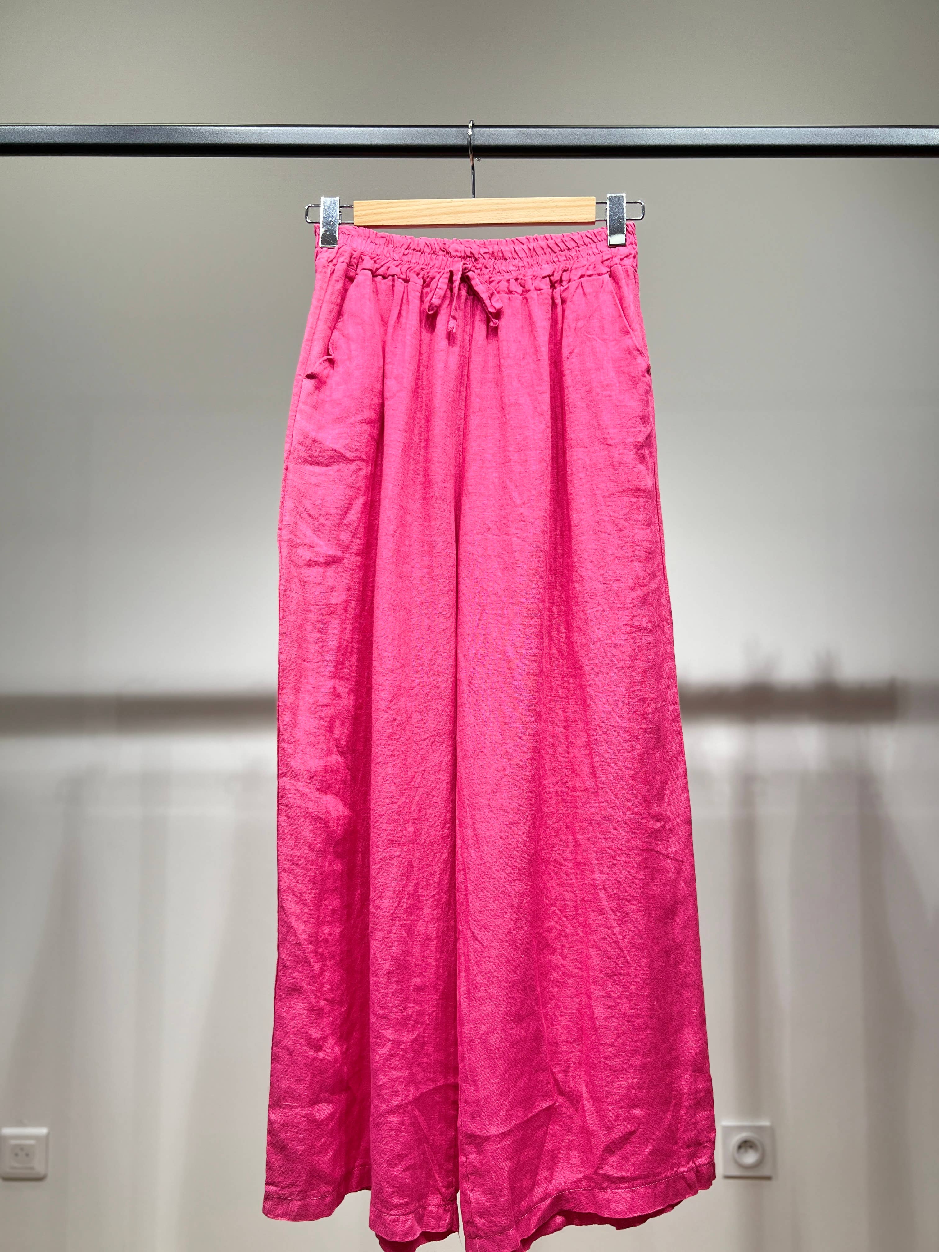 L'Emotion - Wholesale Pants - Women's - Wide Leg Elastic Waist Drawstring Pants 100% Linen16