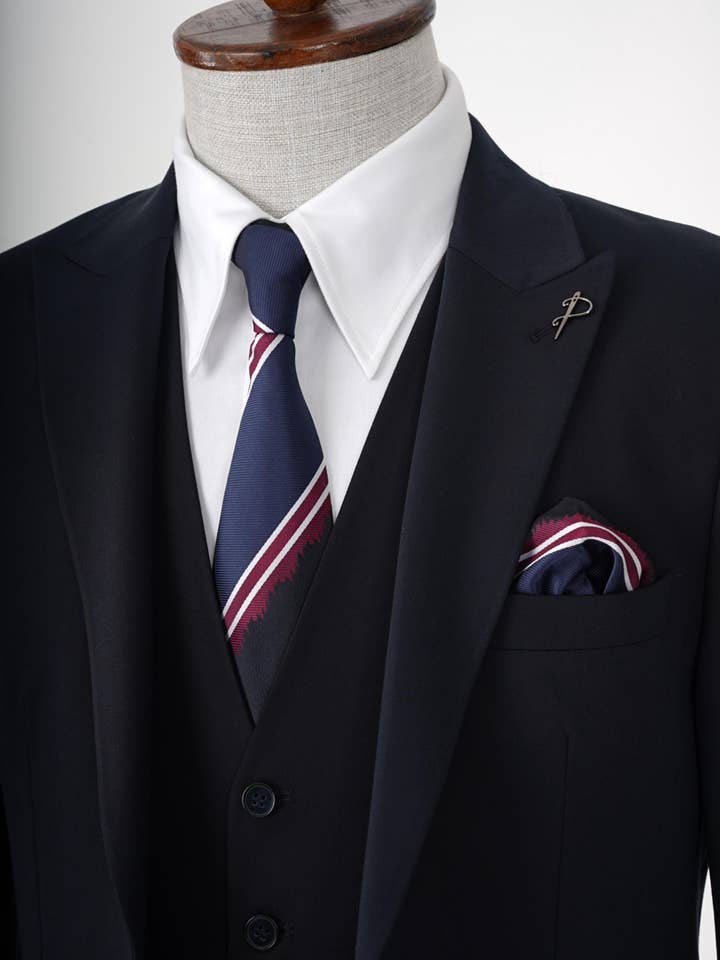 parez suits - Wholesale Suit Set - Men's - Mens Dark Navy Blue Three Piece Slim Fit Suit PAREZ SUITS6