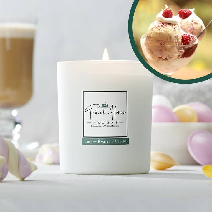 Cremet Raspberry Gelato Duftlys for engroshandel hos Peak House Aromas